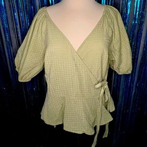 GUC XL Universal Thread Cotton Sage Wrap Blouse
